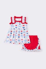 Patriotic popsicle bow print girl set