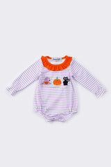 Halloween applique stripe girl bubble