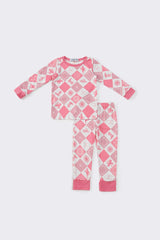 Pink plaid western girl pajamas set