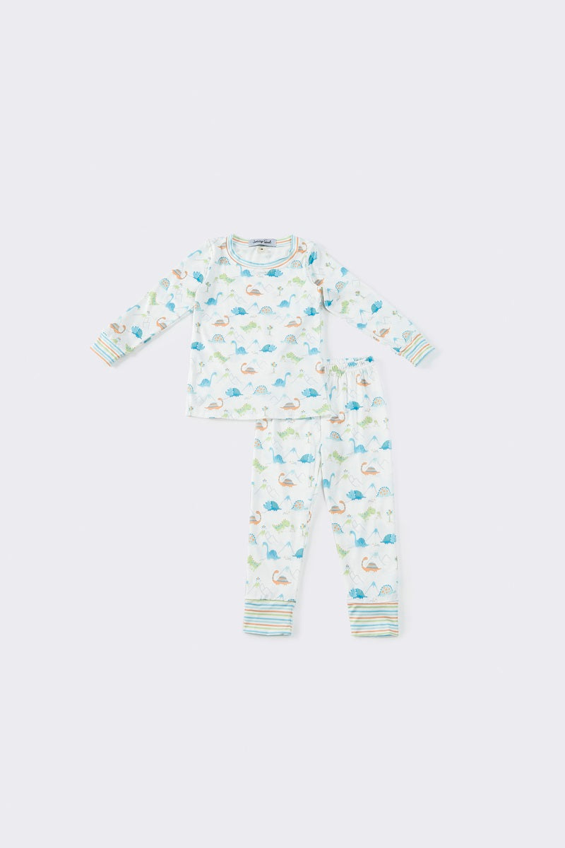 White dinosaur boy pajamas set