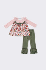 Pink western stripe girl set