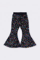 Black sequin bell pants