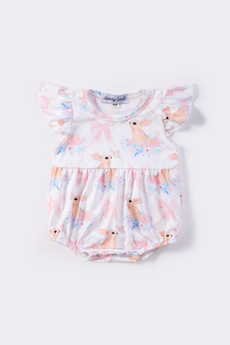 Pink bunny print girl bubble