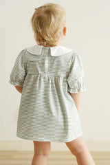 Sage stripe girl dress