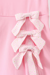 Pink Performance Bow Sash Scalloped Dress