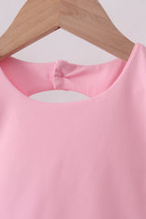 Pink scalloped active skorts set