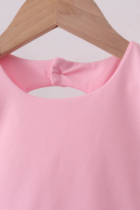 Pink scalloped active skorts set