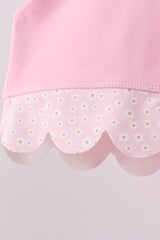 Pink scalloped active skorts set
