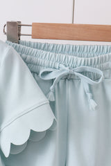 Turquoise scalloped mom&me shorts set
