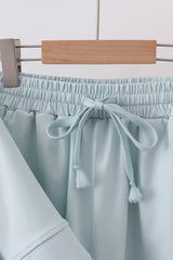 Turquoise scalloped mom&me shorts set