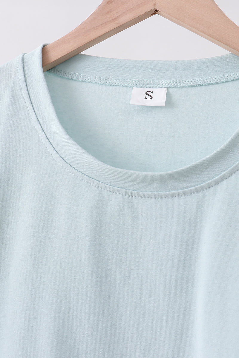 Turquoise scalloped mom&me shorts set