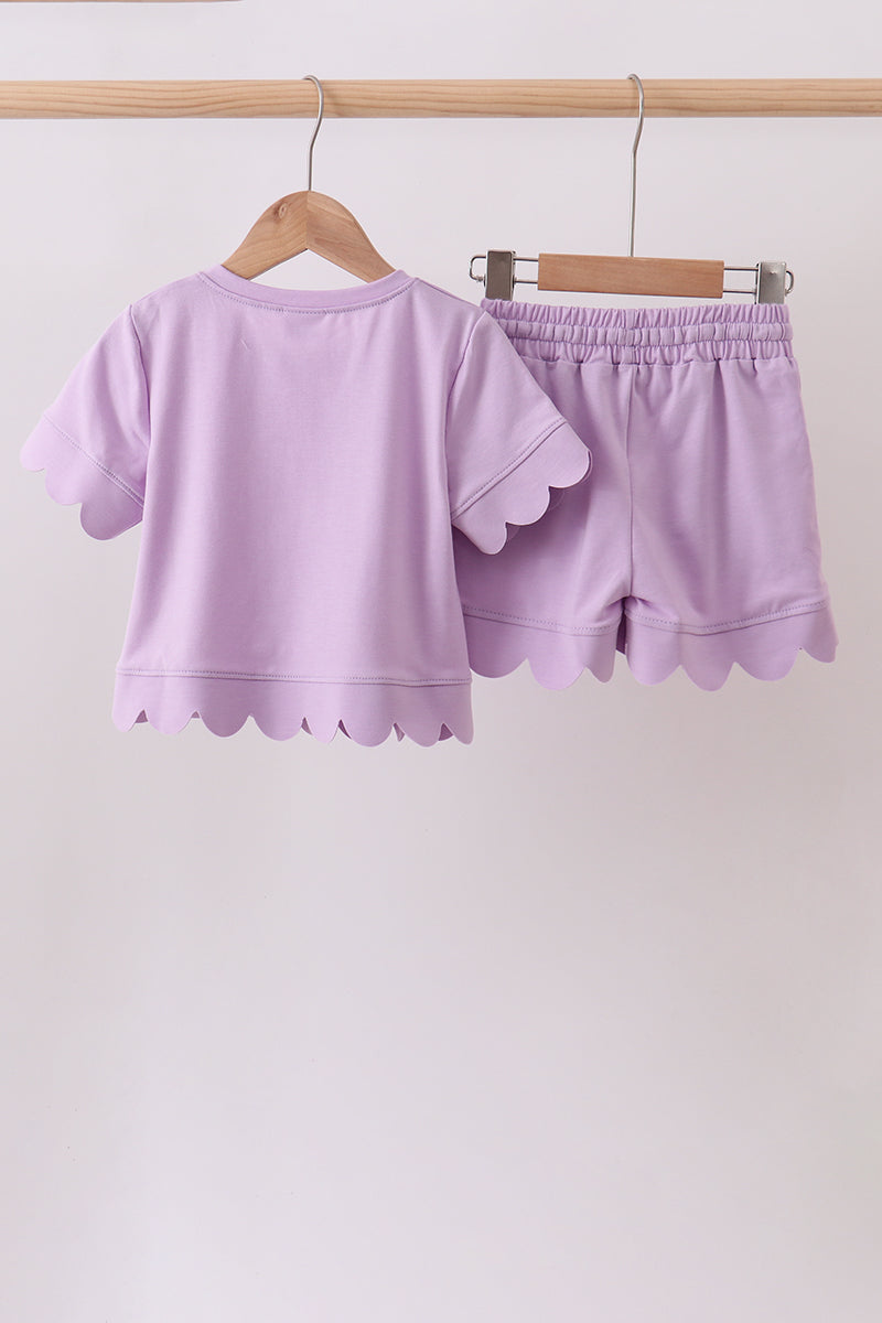 Lavender scalloped mom&me shorts set – Honeydew USA