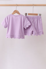 Lavender scalloped mom&me shorts set