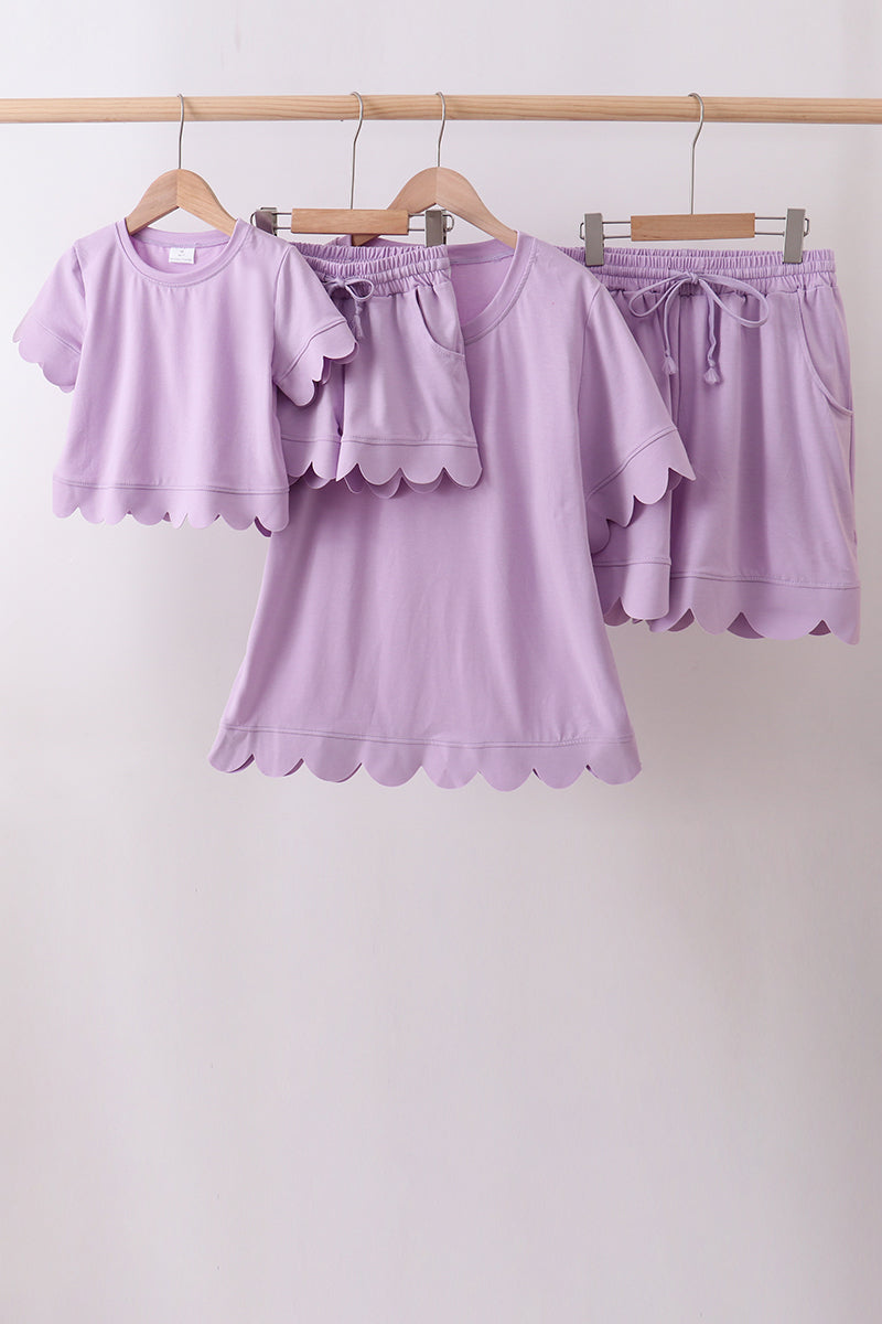 Lavender scalloped mom&me shorts set – Honeydew USA
