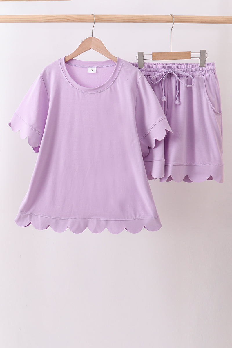 Lavender scalloped mom&me shorts set – Honeydew USA