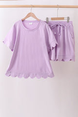 Lavender scalloped mom&me shorts set