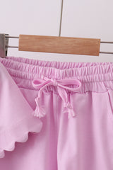 Pink scalloped mom&me shorts set