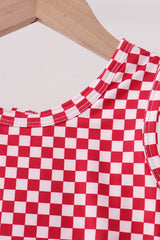 Red checkered bow active dress