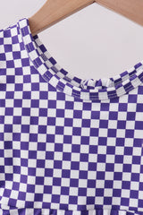 Purple checkered bow active dress