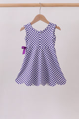 Purple checkered bow active dress