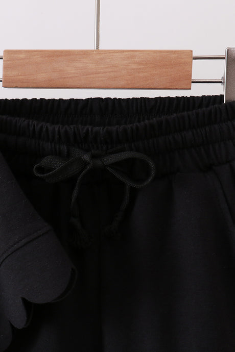 Black scalloped shorts set