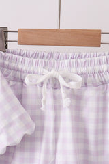 Lavender gingham scalloped shorts set