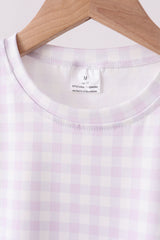 Lavender gingham scalloped shorts set