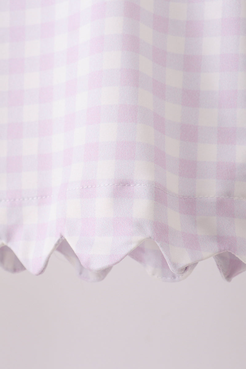 Lavender gingham scalloped shorts set