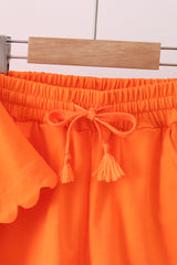 Orange scalloped shorts set