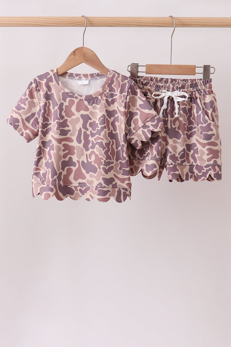 Camouflage scalloped shorts set
