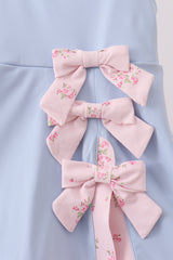 Blue Performance Bow Sash Scalloped Dress