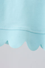 Light blue scalloped zipper shorts set