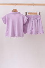 Lavender Scalloped Polo Set