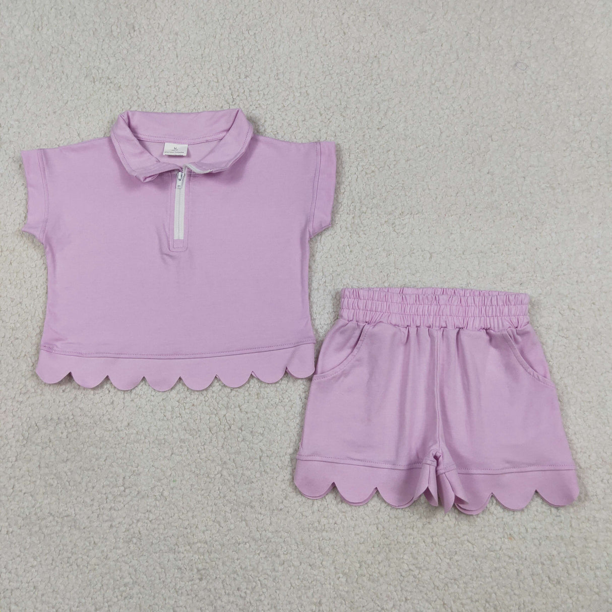 Pink Scalloped Polo Set