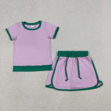Pink color block Ringer Skorts Set
