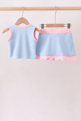 Blue Performance Scalloped Skorts Set