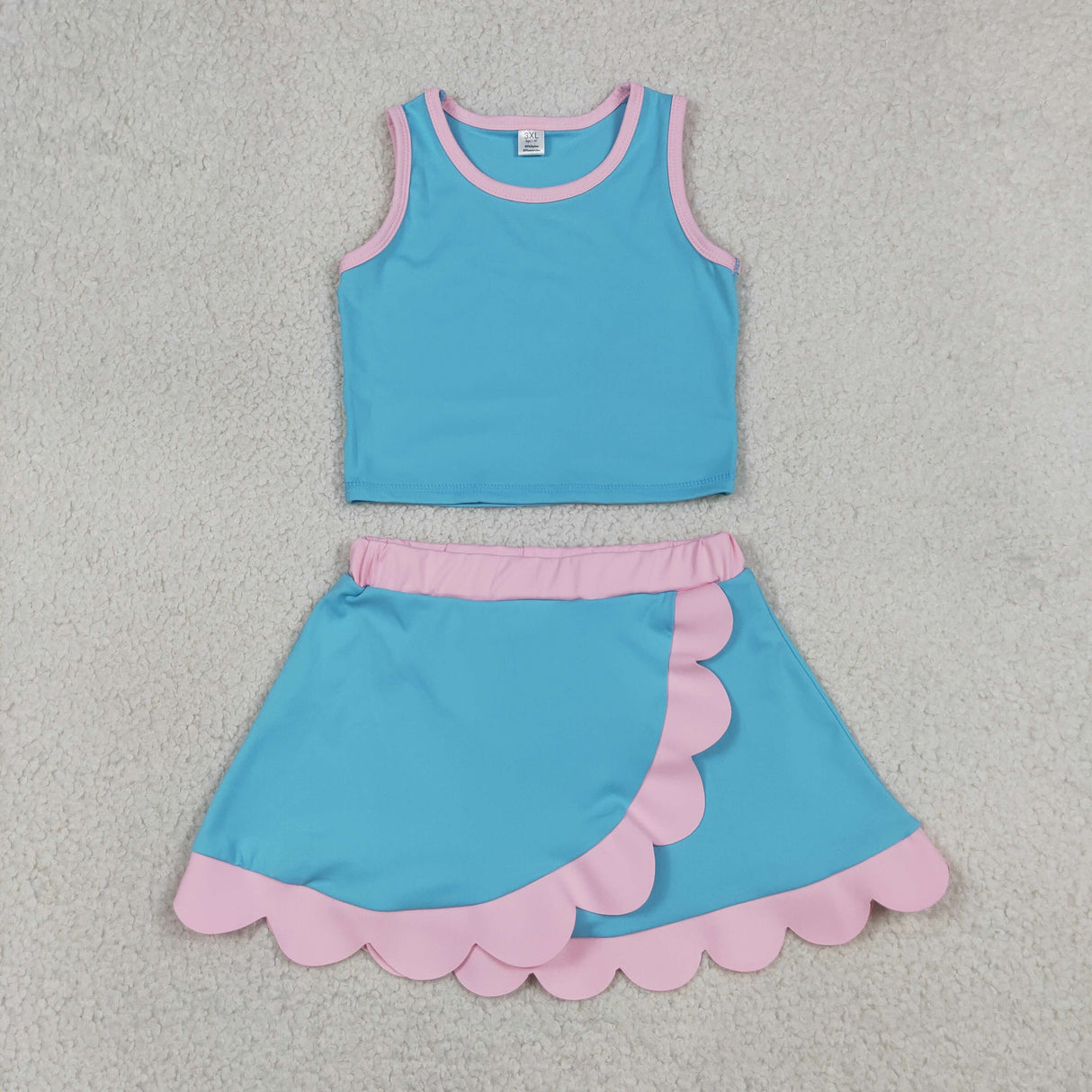 Blue Performance Scalloped Skorts Set