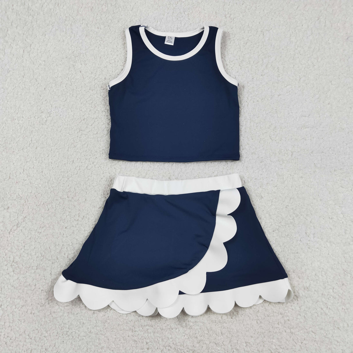 Navy Performance Scalloped Skorts Set
