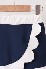 Navy Performance Scalloped Skorts Set