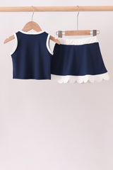 Navy Performance Scalloped Skorts Set