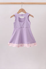 Purple scalloped bow active dress