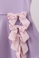 Purple scalloped bow active dress