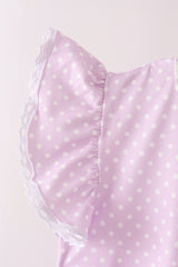 Lavender polka dot pocket ruffle pants set