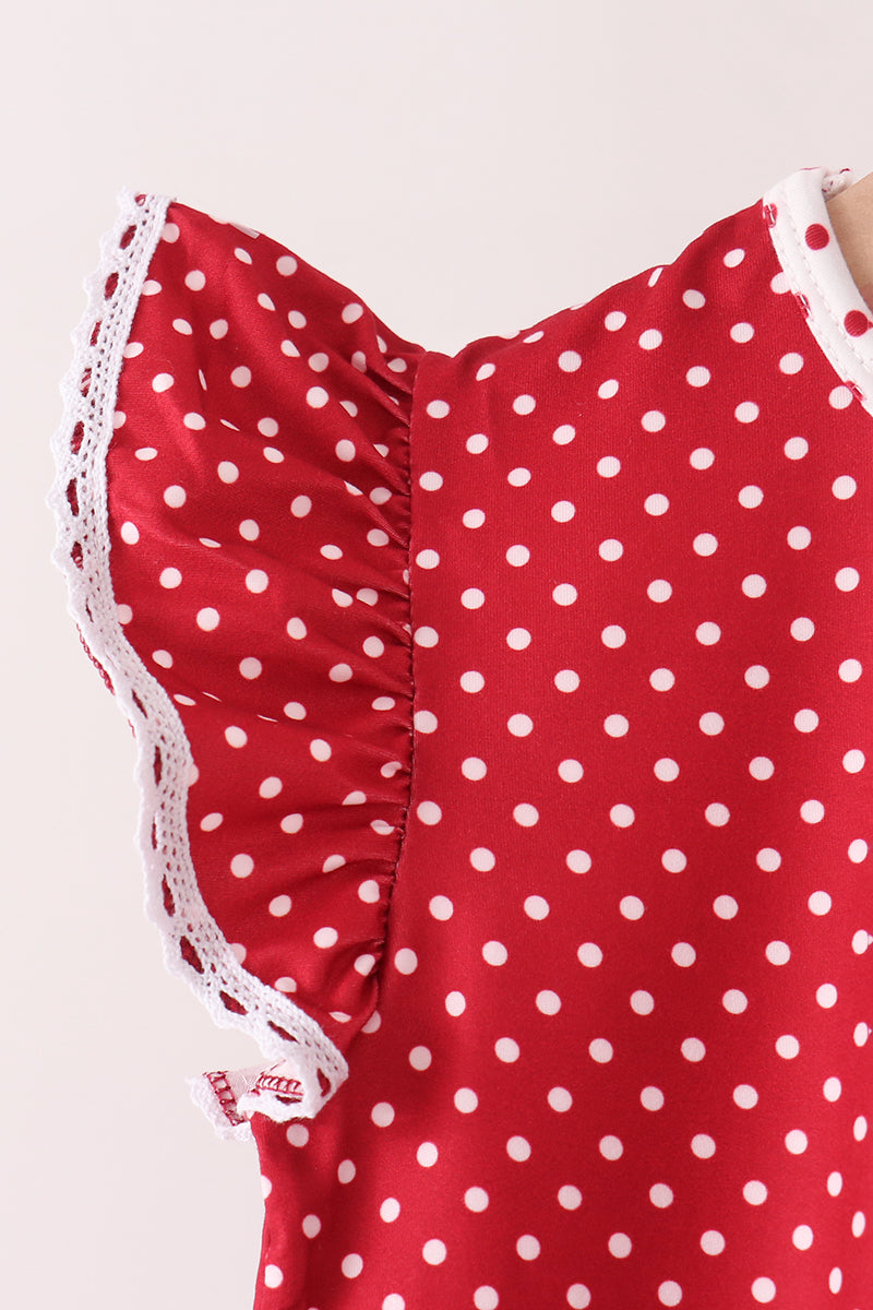 Red polka dot pocket ruffle pants set
