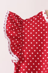 Red polka dot pocket ruffle pants set