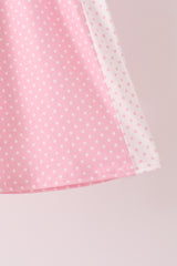 Pink polka dot pocket ruffle pants set