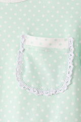Green polka dot pocket ruffle pants set