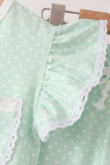 Green polka dot pocket ruffle pants set