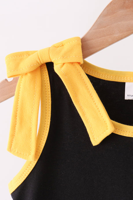 Black bow active shorts set
