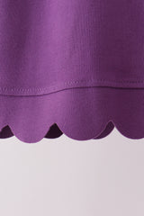 Purple sclloped active pants set